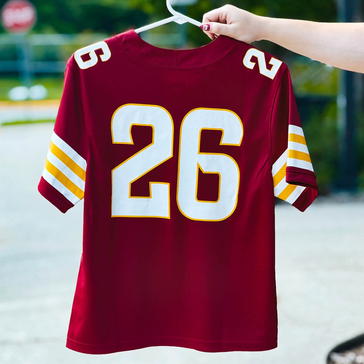Back of Nike Youth Cardinal 2026 Football Jersey